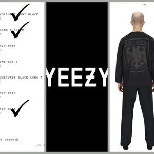 yzy yeezy VULTURES LONG T-SHIRT サイズ3 Yeezy Supply Vultures Long Sleeve L Tee T-Shirt Size 3 (L/XL